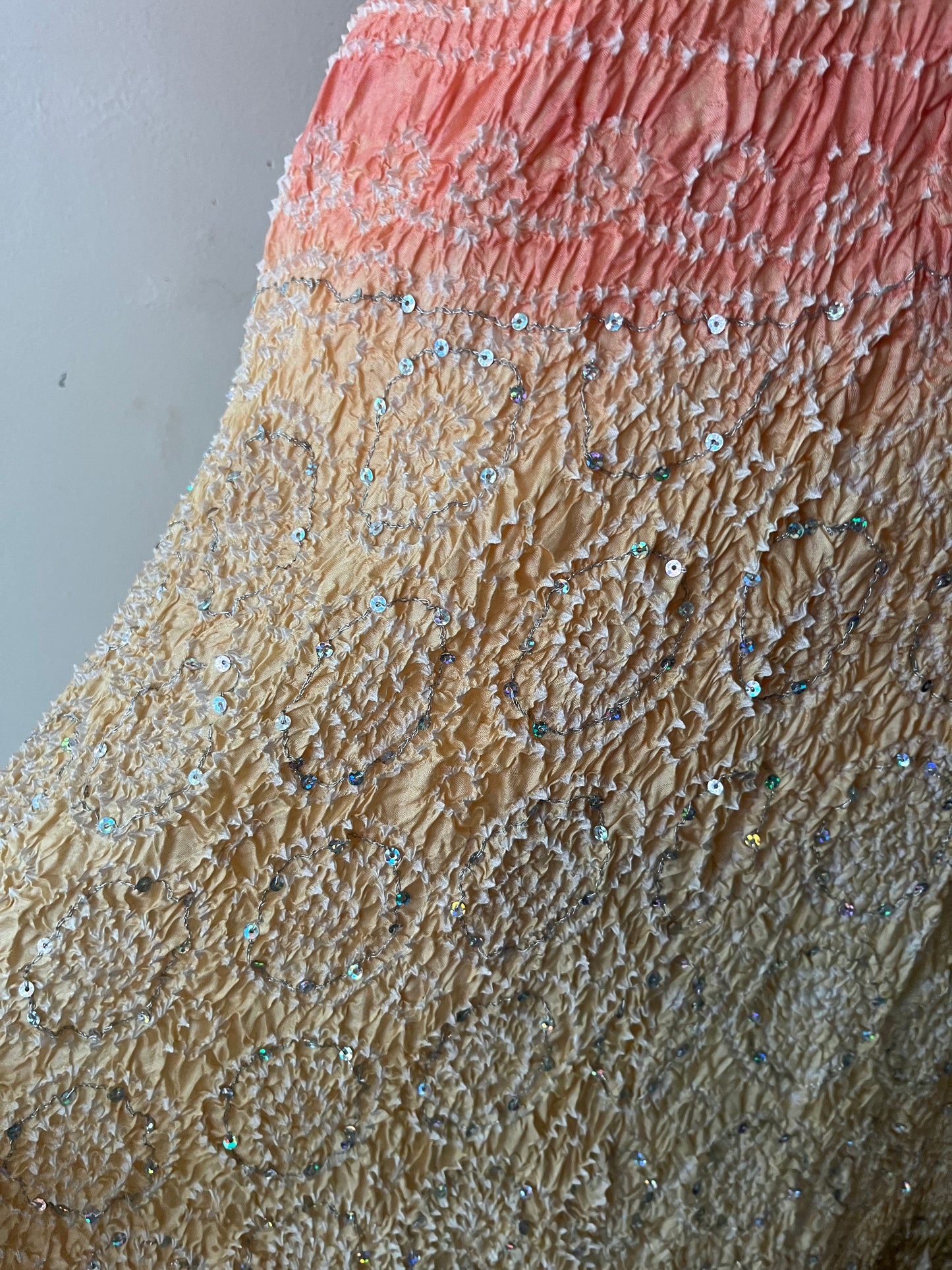 Silk Hand dyed Ombre Sequin Midi Skirt| S/M