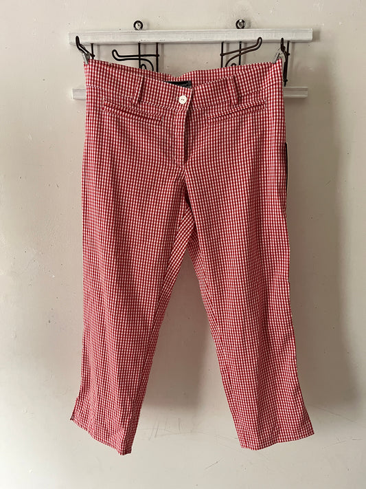 Italian Red Gingham Capri Pants| S/M