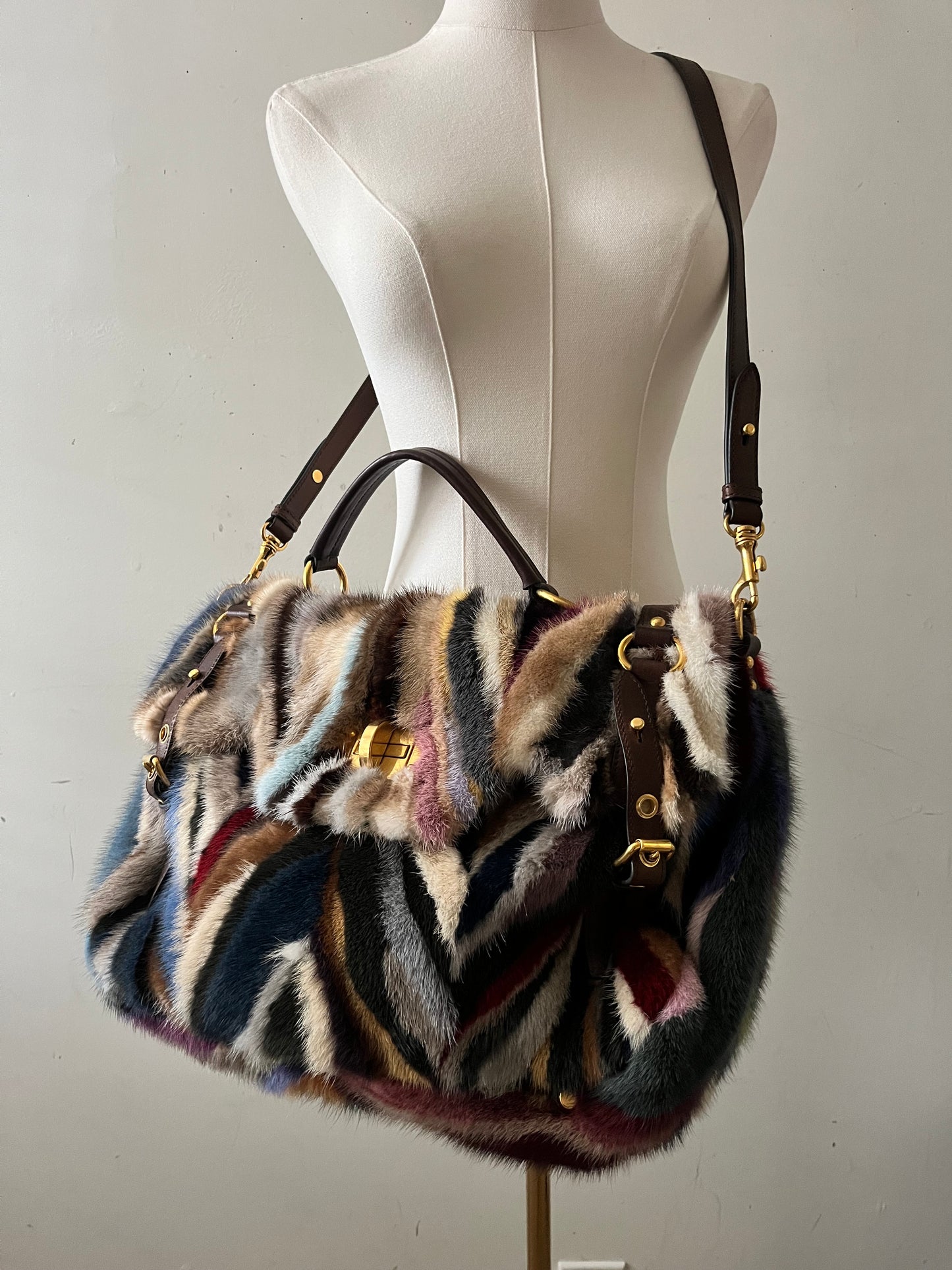 Miu Miu Minx Fur Chevron Purse