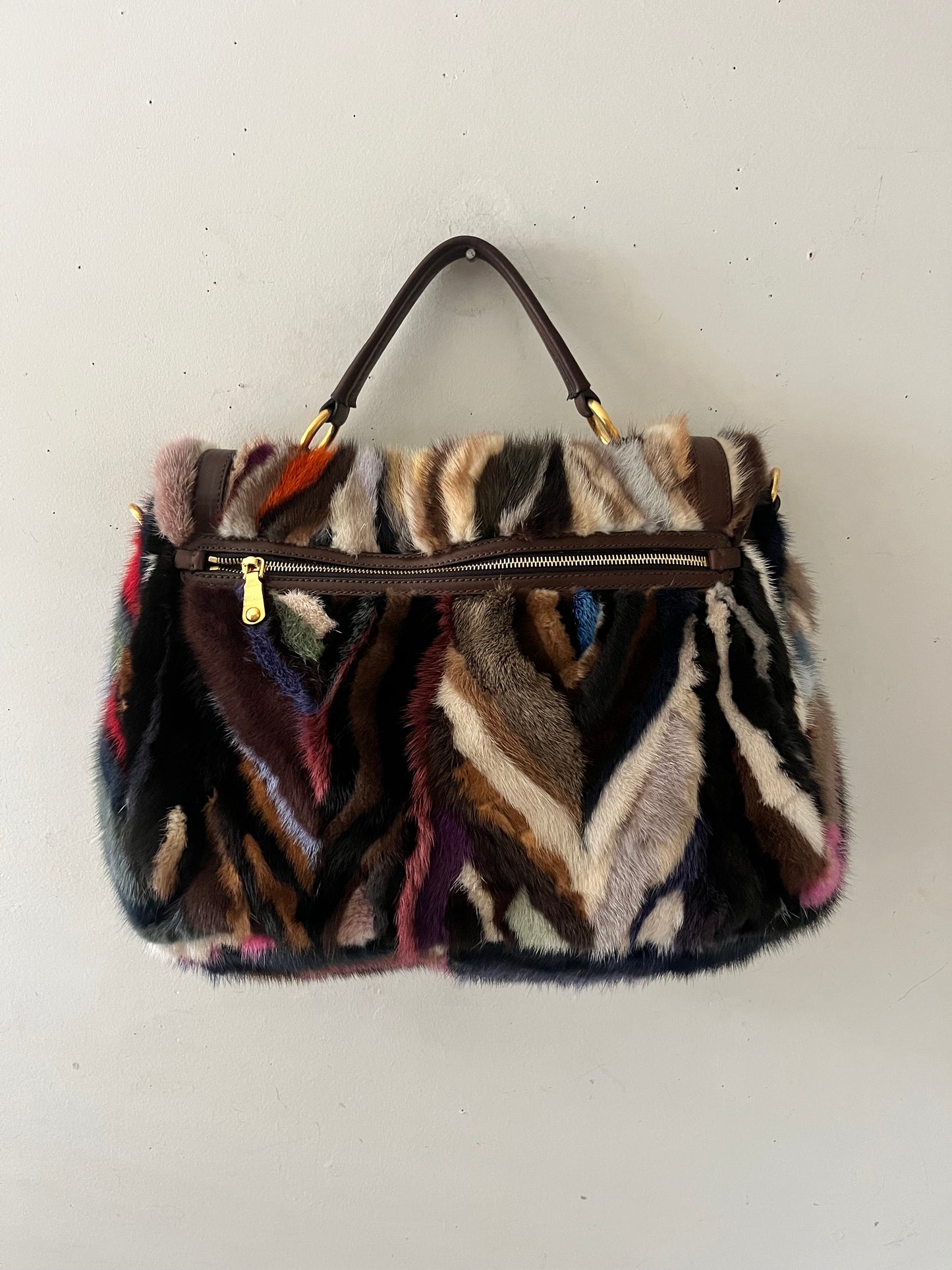 Miu Miu Minx Fur Chevron Purse