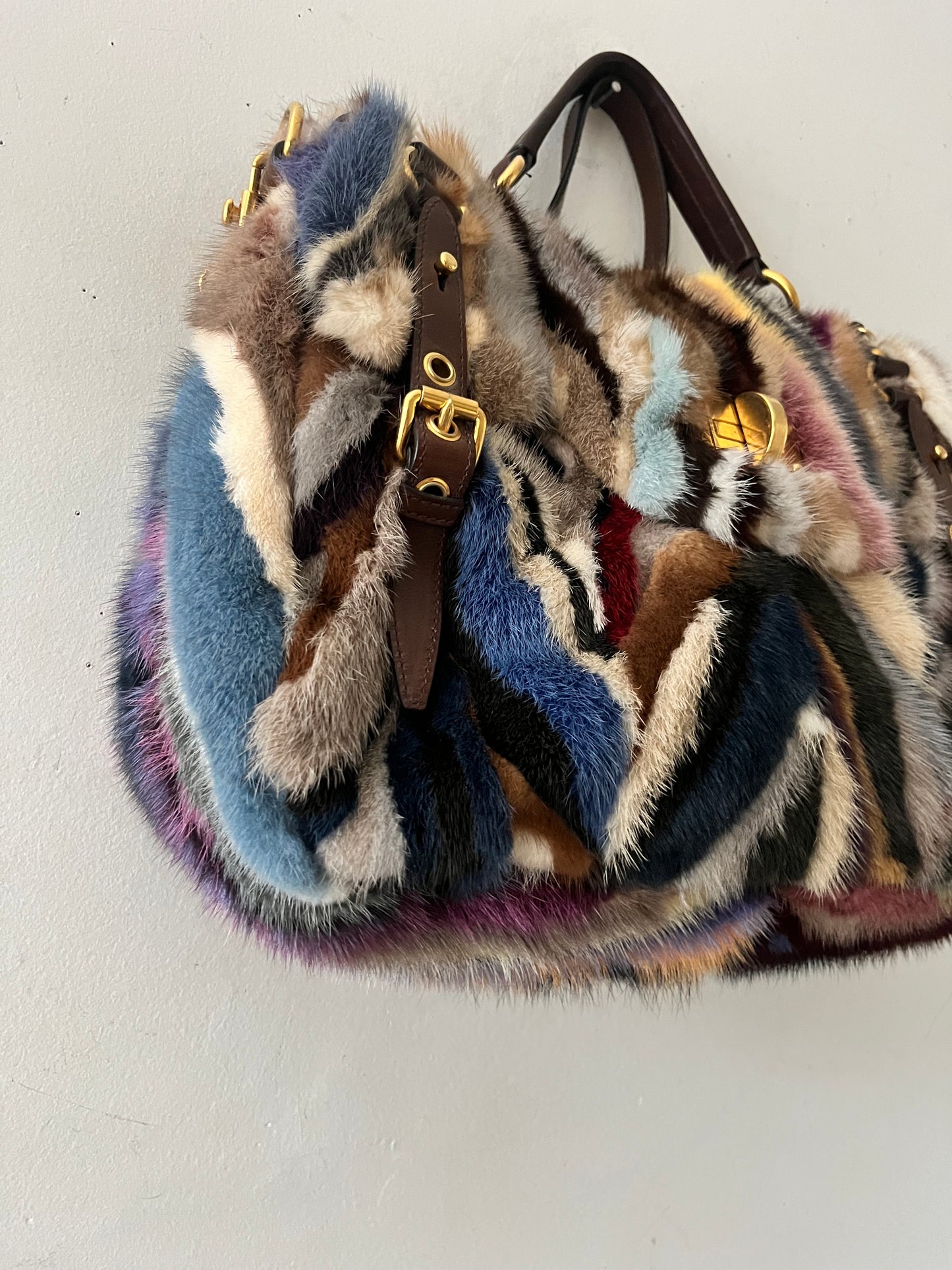 Miu Miu Minx Fur Chevron Purse
