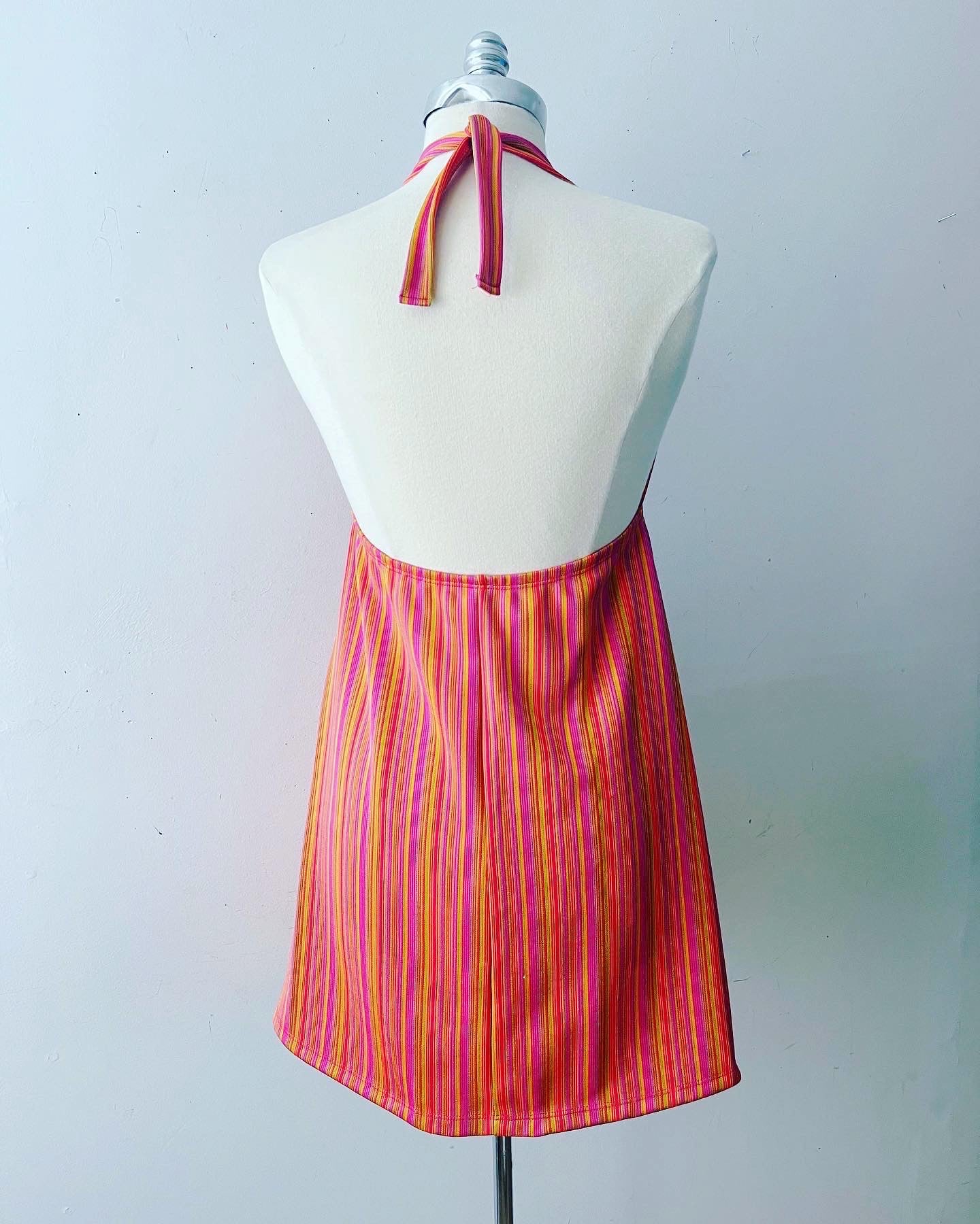 Mini Halter Dress- Starburst Striped