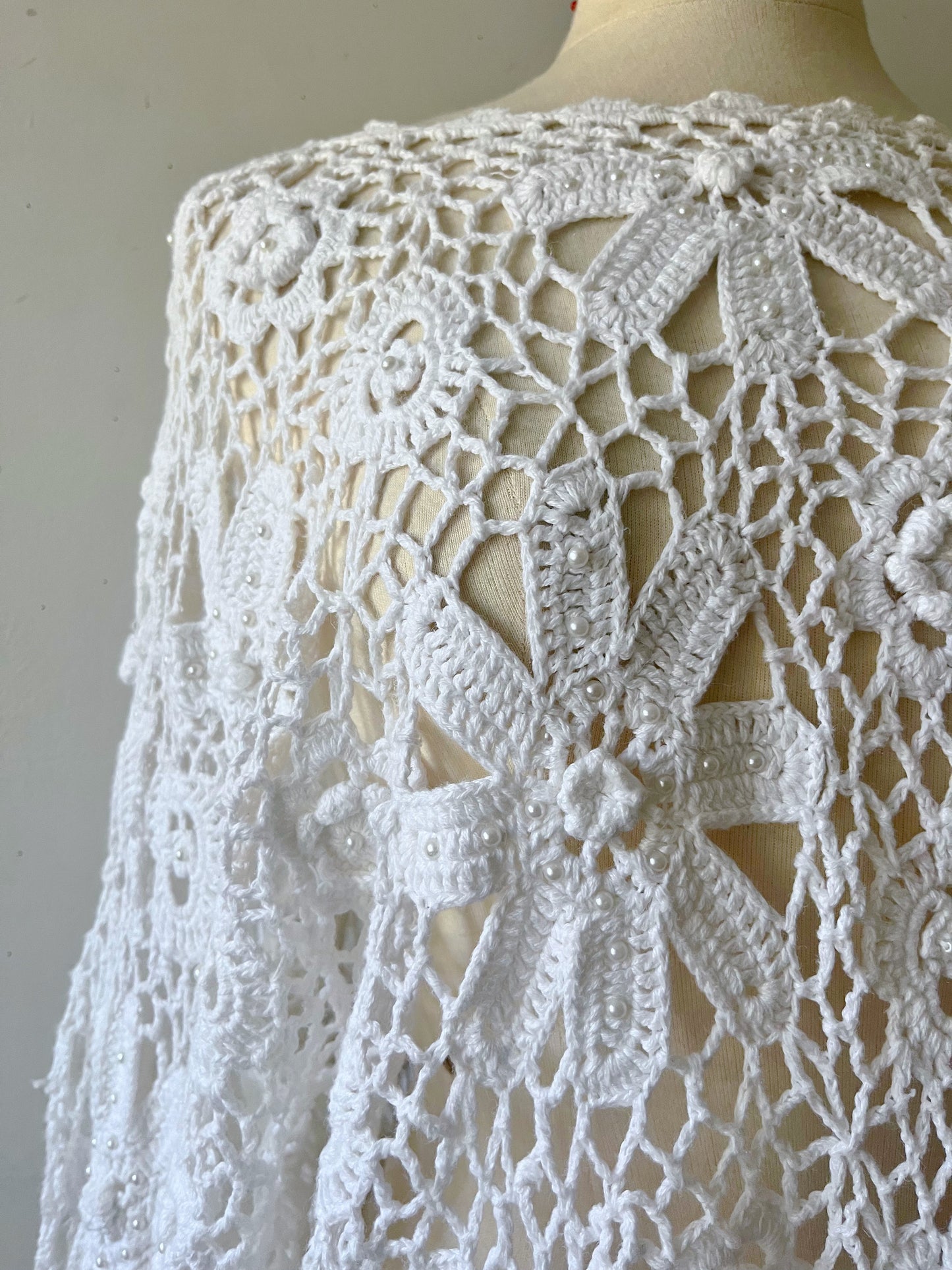 Crochet Pearl Beaded Dress| Large