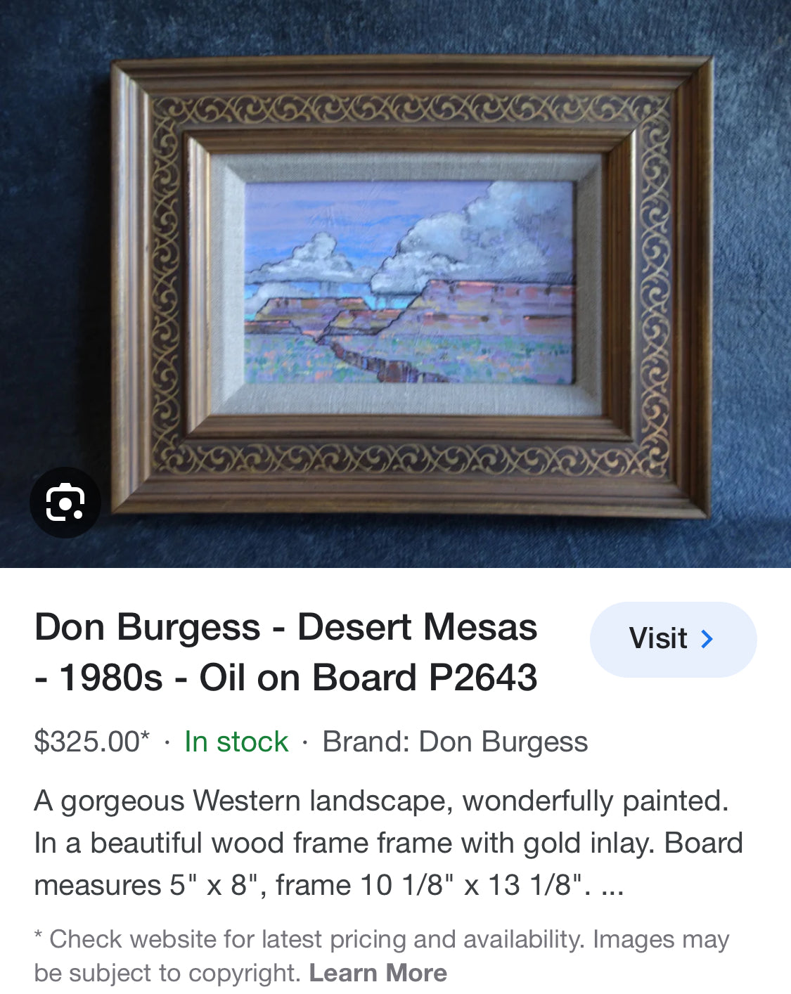 Desert Mountain Scene Painting Don Burgess (unsigned)