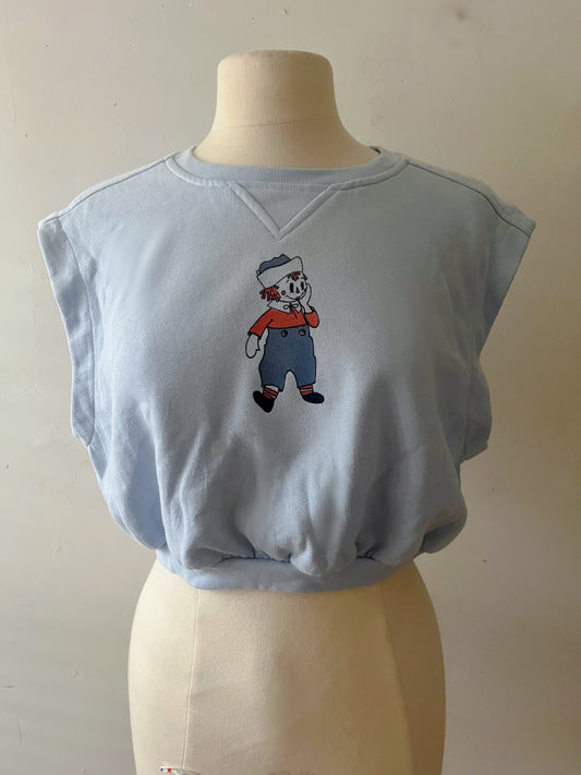 Raggedy Andy Modern Crew Sweat Top Pale Blue| S/M
