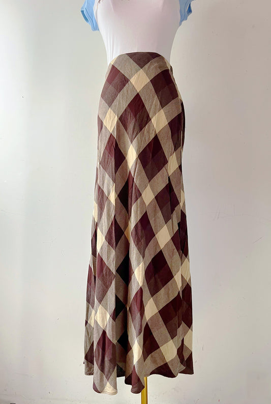 Argyle Paid Bias Cut Skirt| Medium
