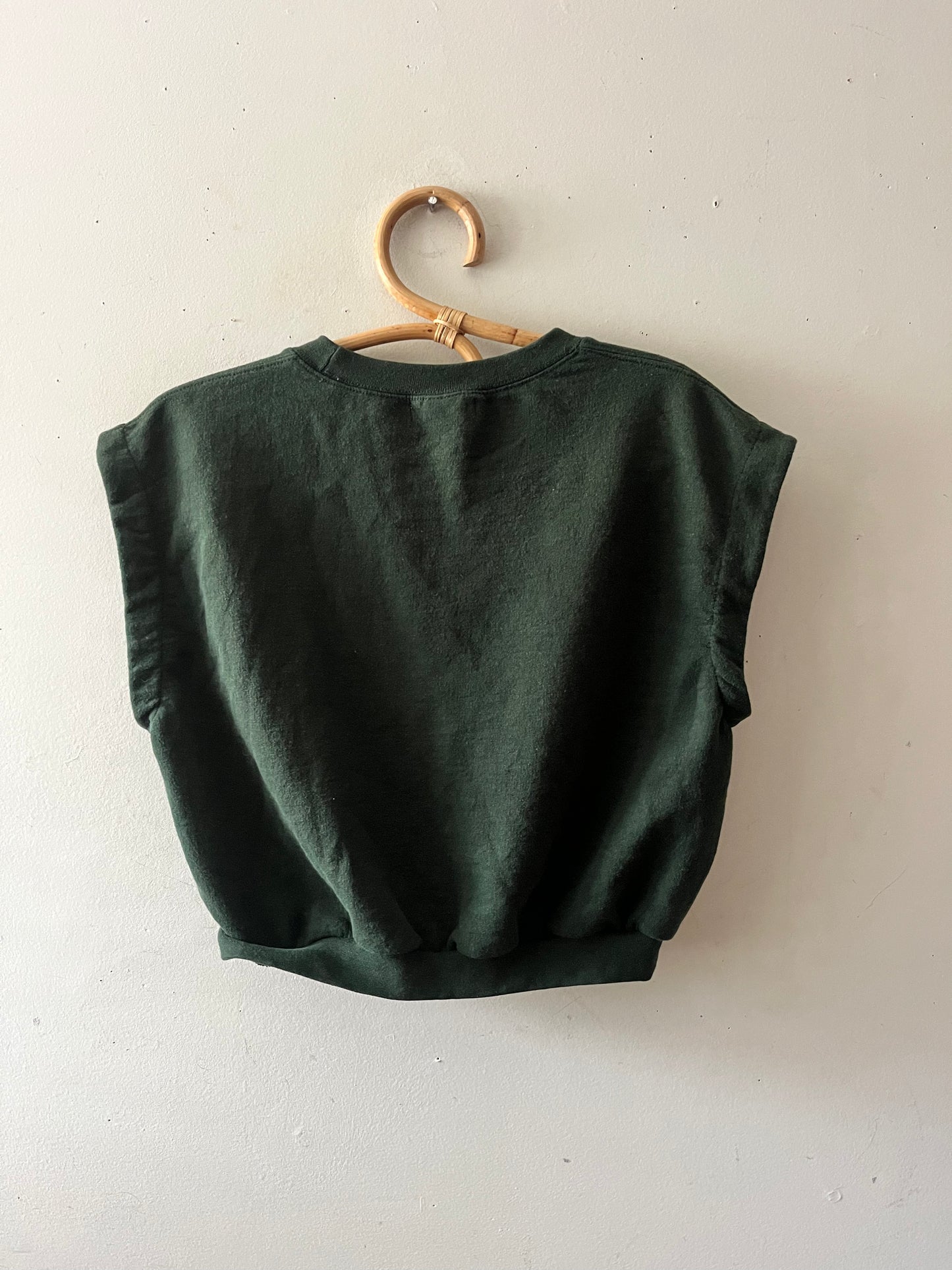 Embroidered Modern Crew Sweat Top Deep Green & Old Gold| S/M