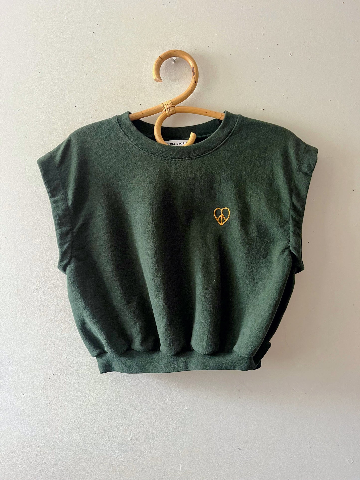 Embroidered Modern Crew Sweat Top Deep Green & Old Gold| S/M