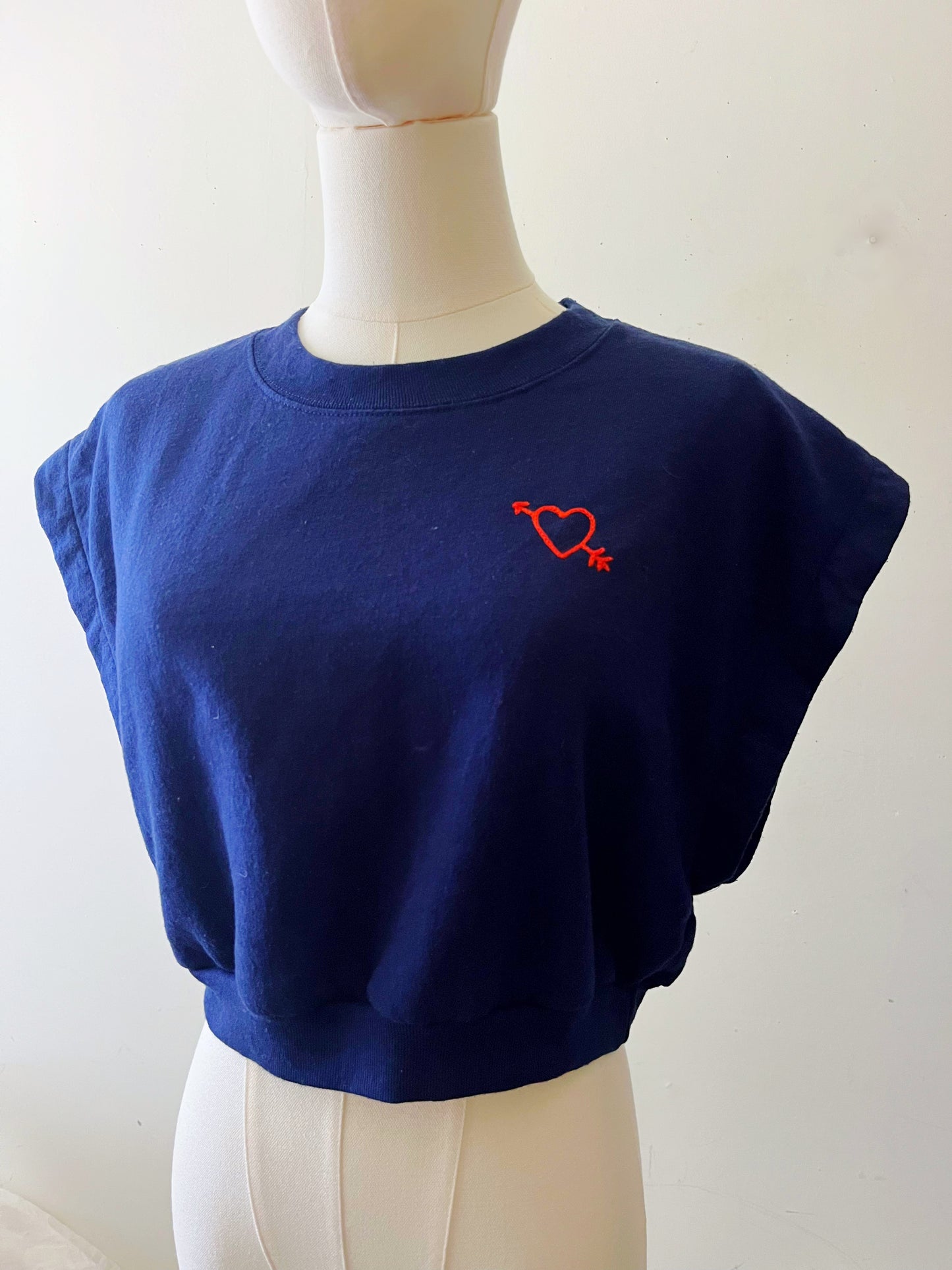 Embroidered Modern Crew Sweat Top Navy & Blood Orange| S/M