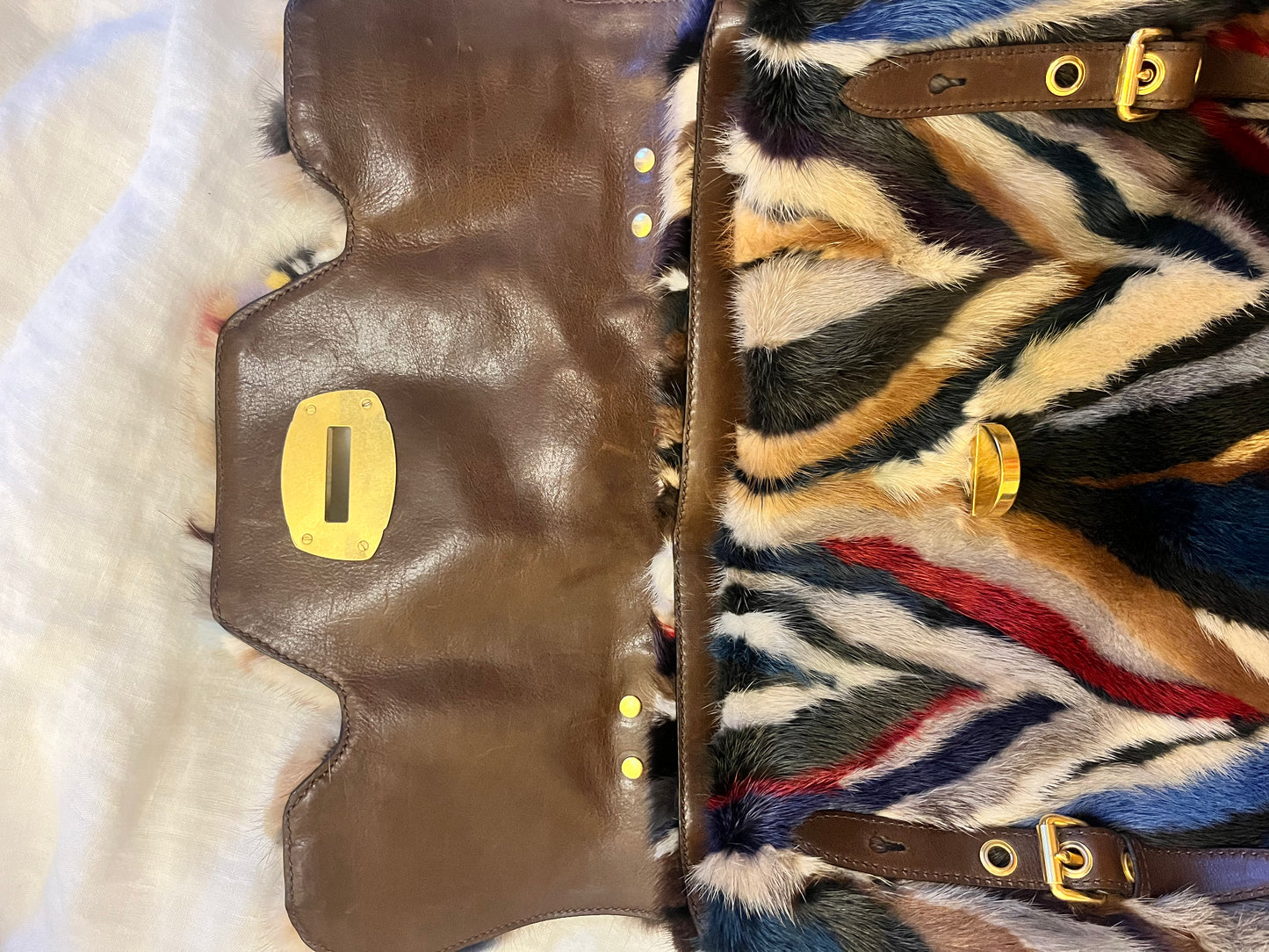 Miu Miu Minx Fur Chevron Purse