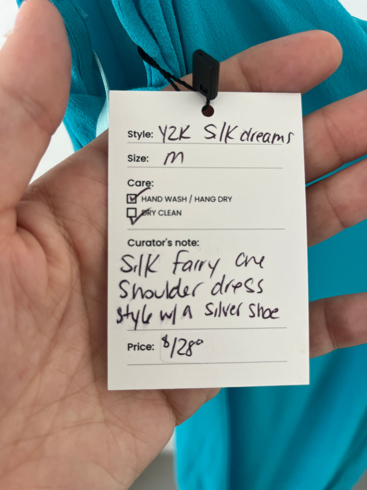 Aqua Silk One Shoulder Dress| Medium (Copy)