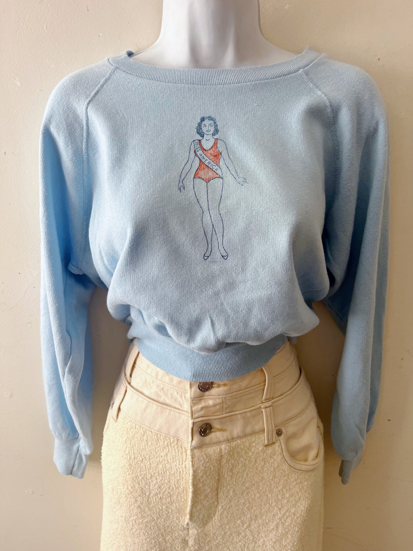 Miss America Modern Crew Sweater Pale Blue| S/M