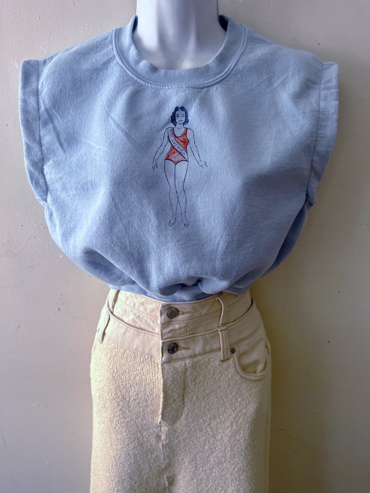 Miss America Modern Crew Sweat Top Pale Blue| XS/S