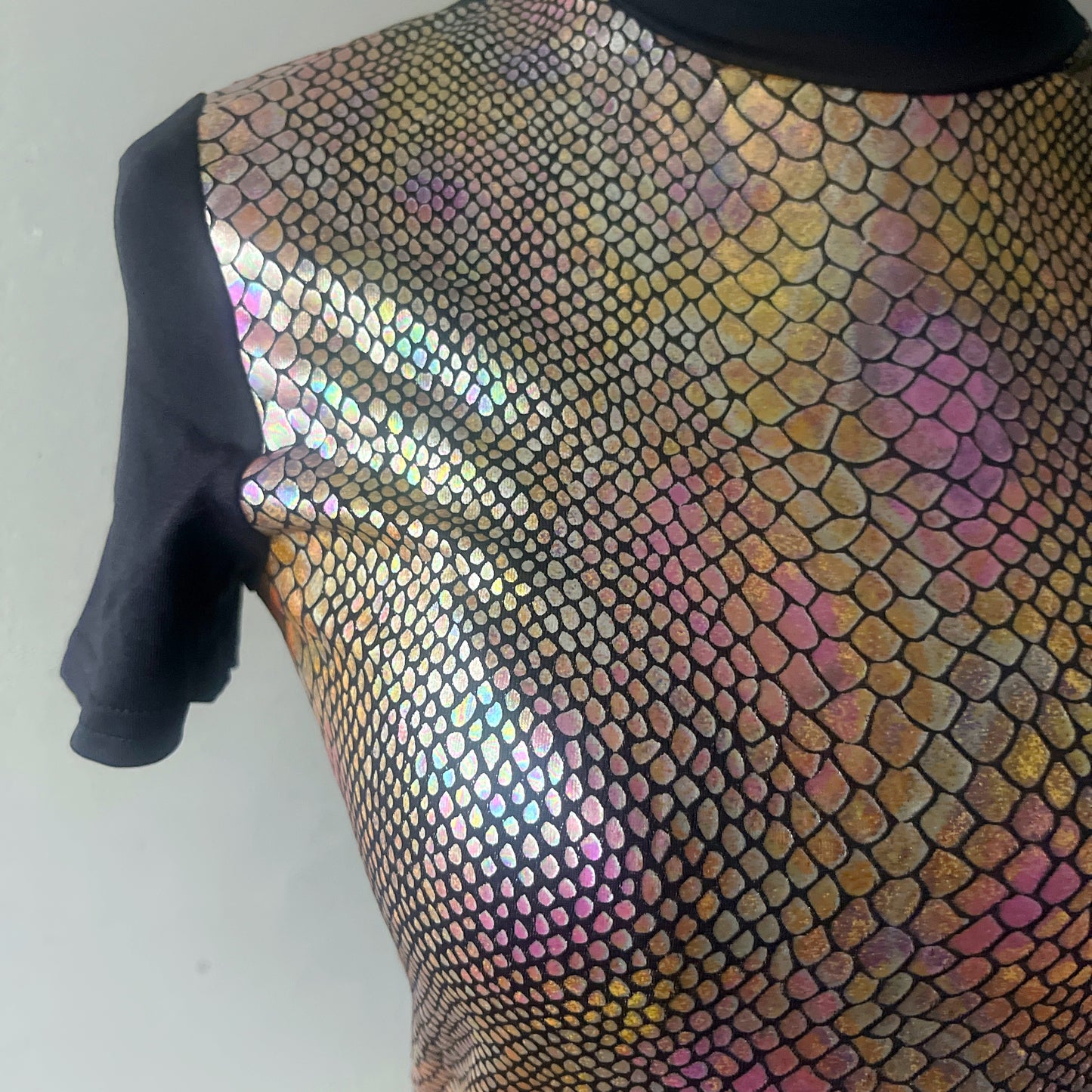 Iridescent Snakeskin Mock Neck Top| Small