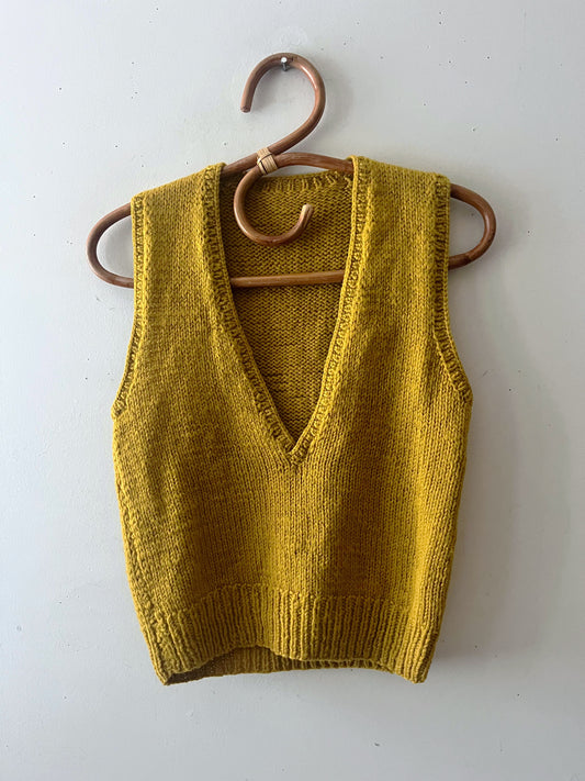 Mustard hand knit vest