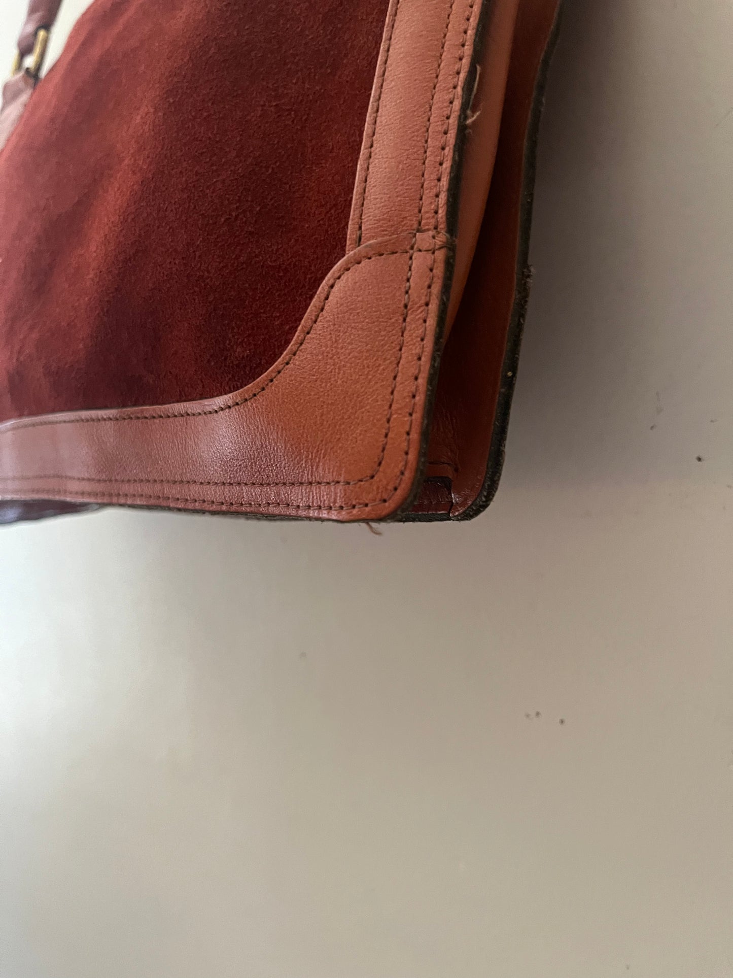 Rust Suede Leather Handbag