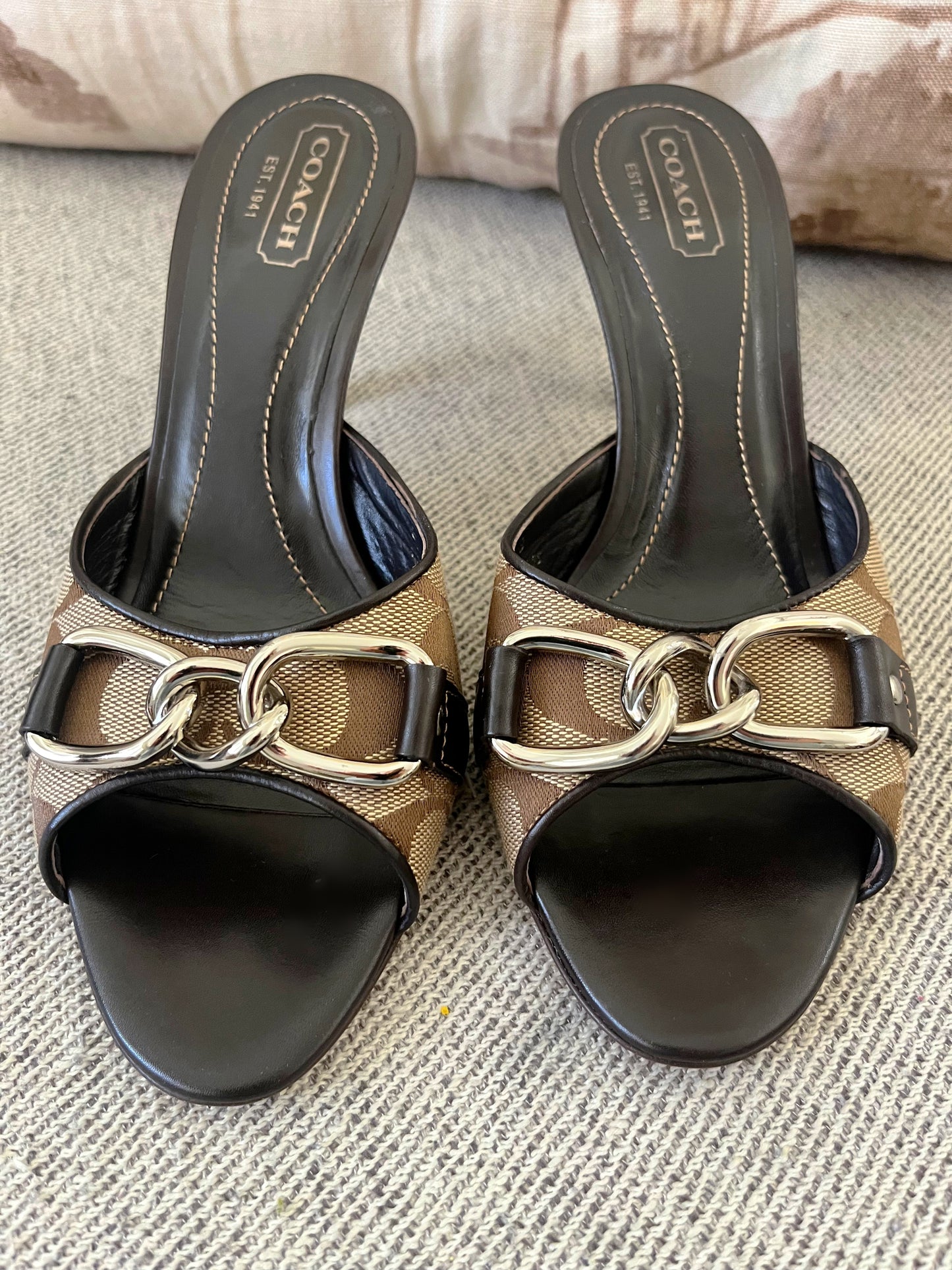 Coach Kitten Heel Slide Sandal Shoes| Size 8