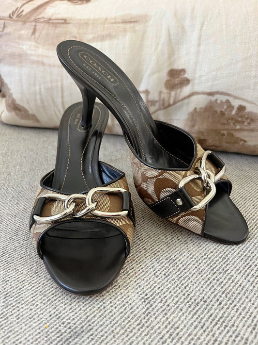 Coach Kitten Heel Slide Sandal Shoes| Size 8
