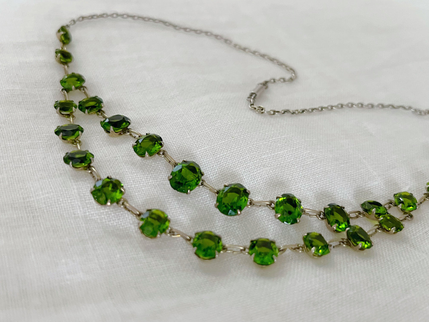 Art Deco Peridot Crystal Layered Necklace