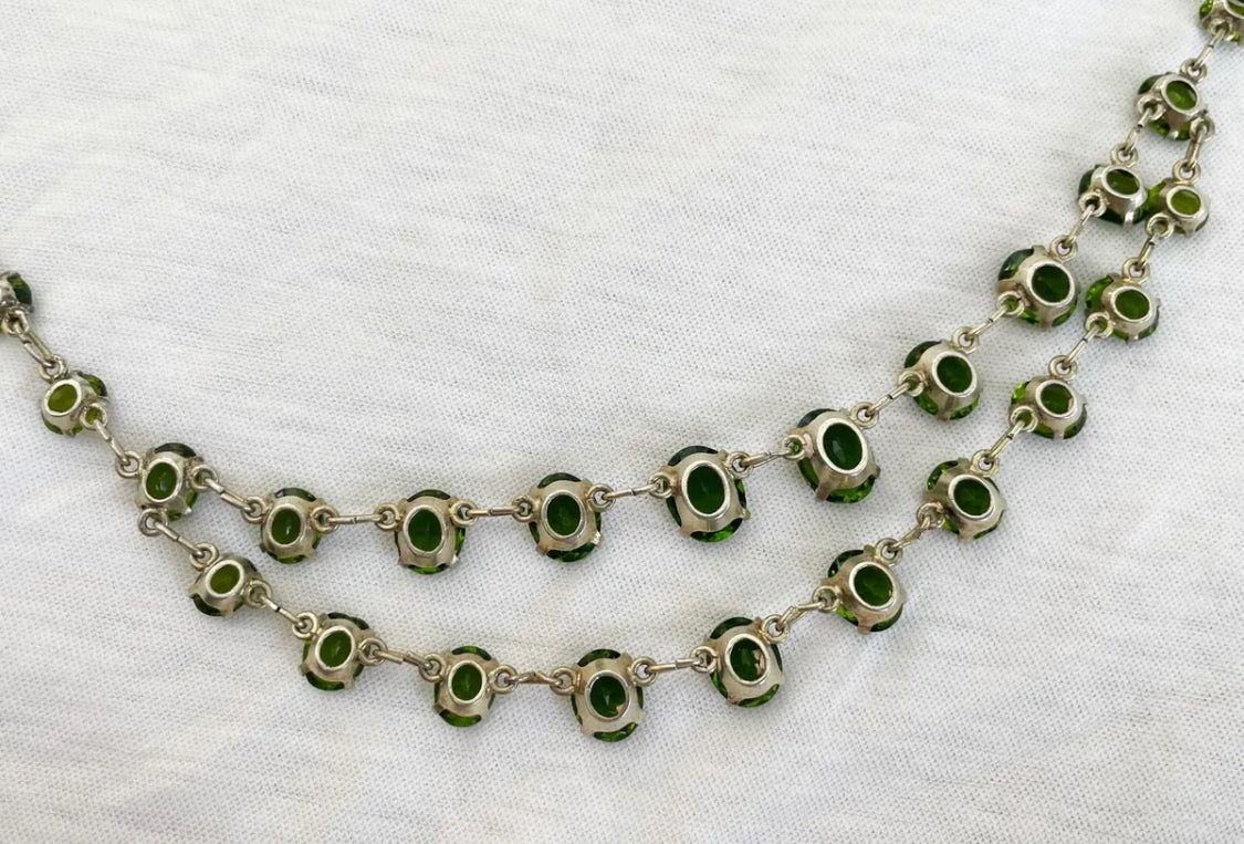 Art Deco Peridot Crystal Layered Necklace