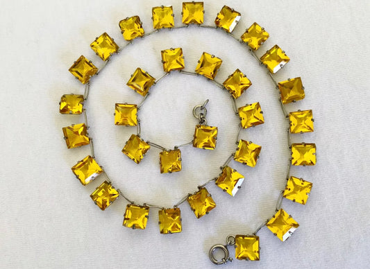 Art Deco Citrine Crystal Necklace