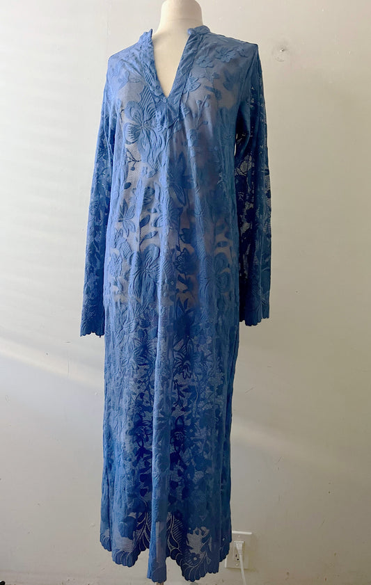 Cobalt Blue Tunic Eyelet Cotton Dress| M/L