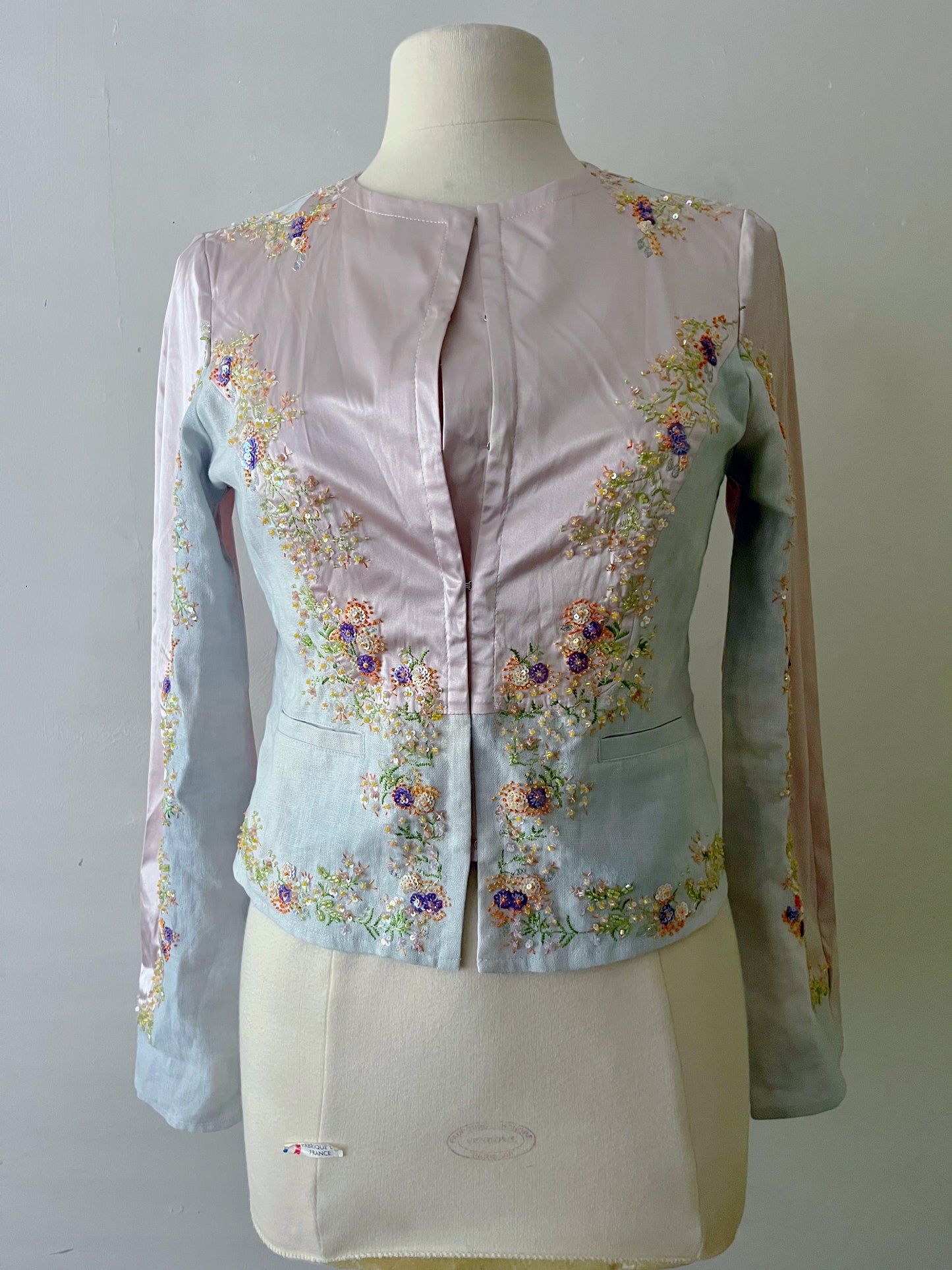 Silk Linen Embellished Jacket| Small