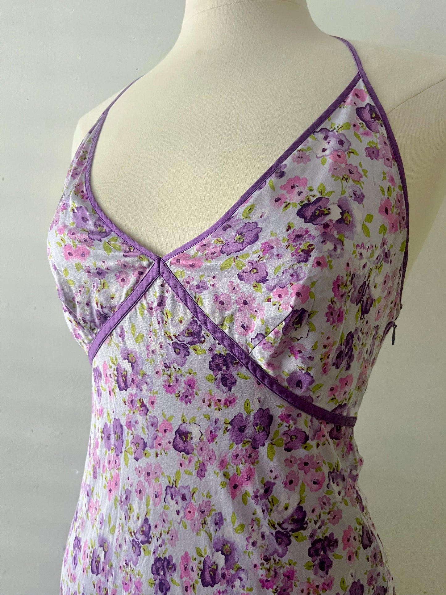 Silk Floral Halter Dress| S/M