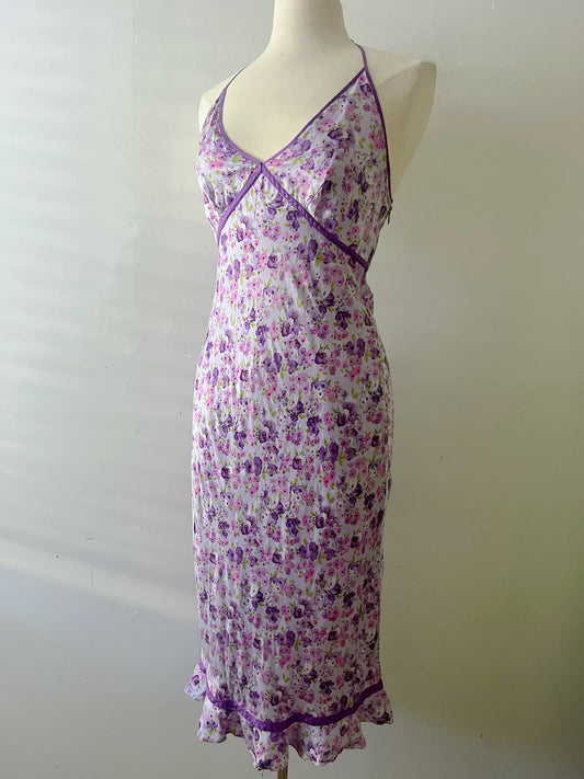 Silk Floral Halter Dress| S/M
