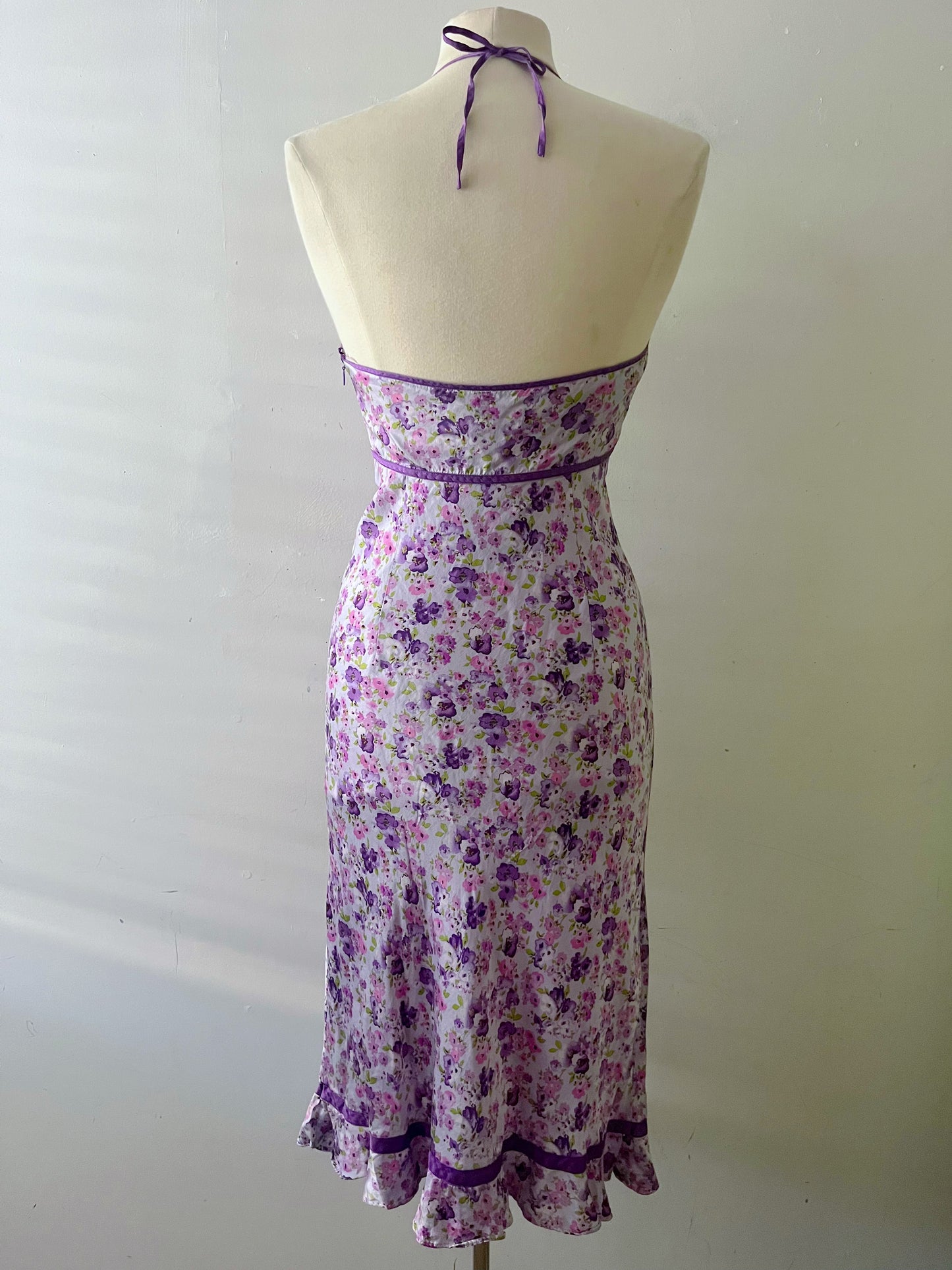 Silk Floral Halter Dress| S/M
