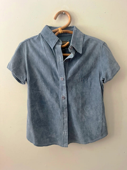 Muted Blue Gray Suede Top | Small