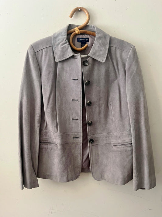 Cool Gray Suede Leather Jacket| M/L