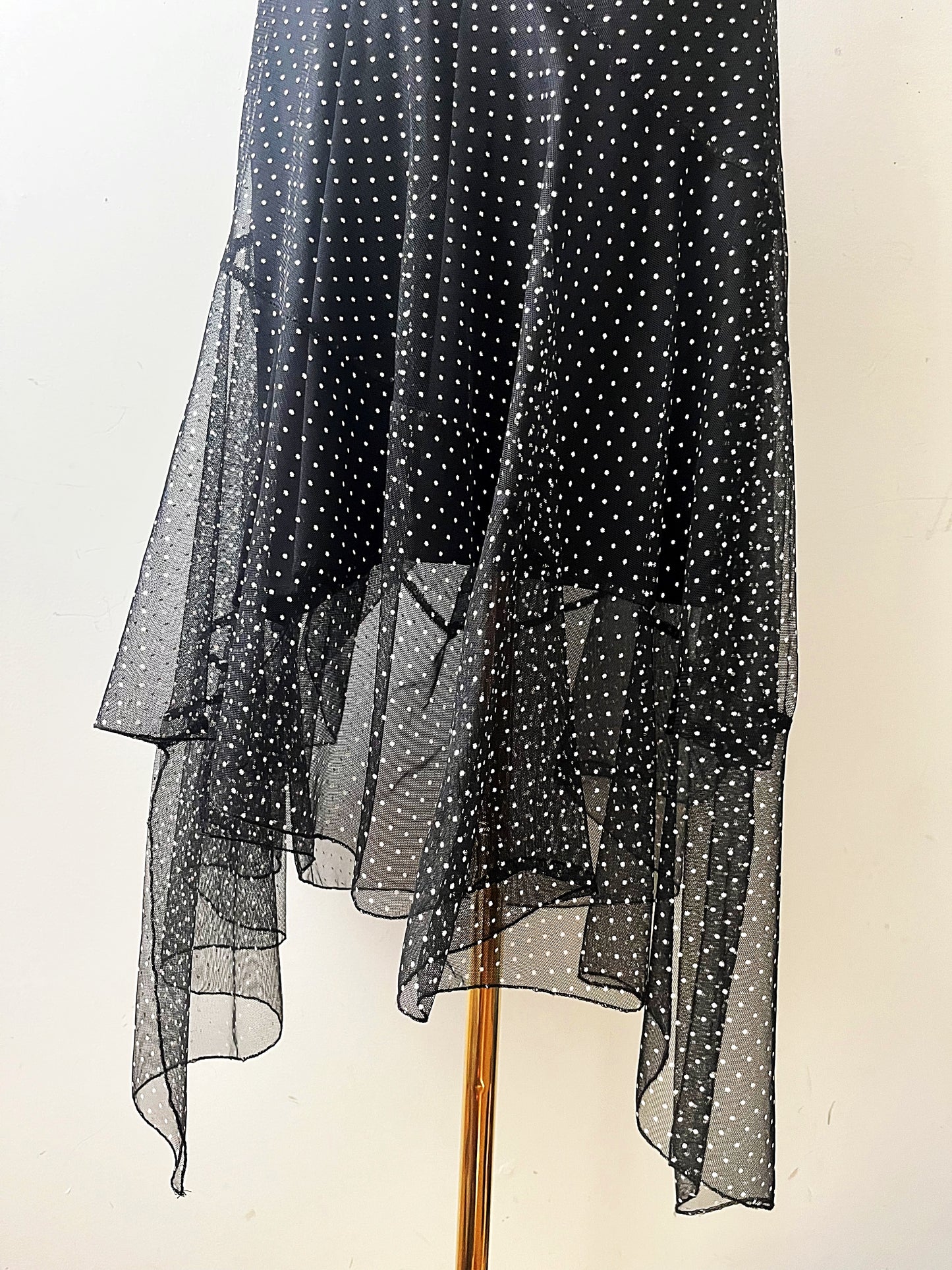 Polka Dot Mesh Hankerchief Dress| Medium