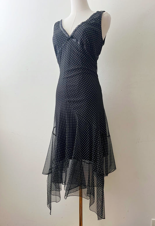 Polka Dot Mesh Hankerchief Dress| Medium