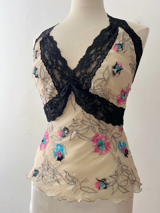 Silk Lace Beaded Top| S/M