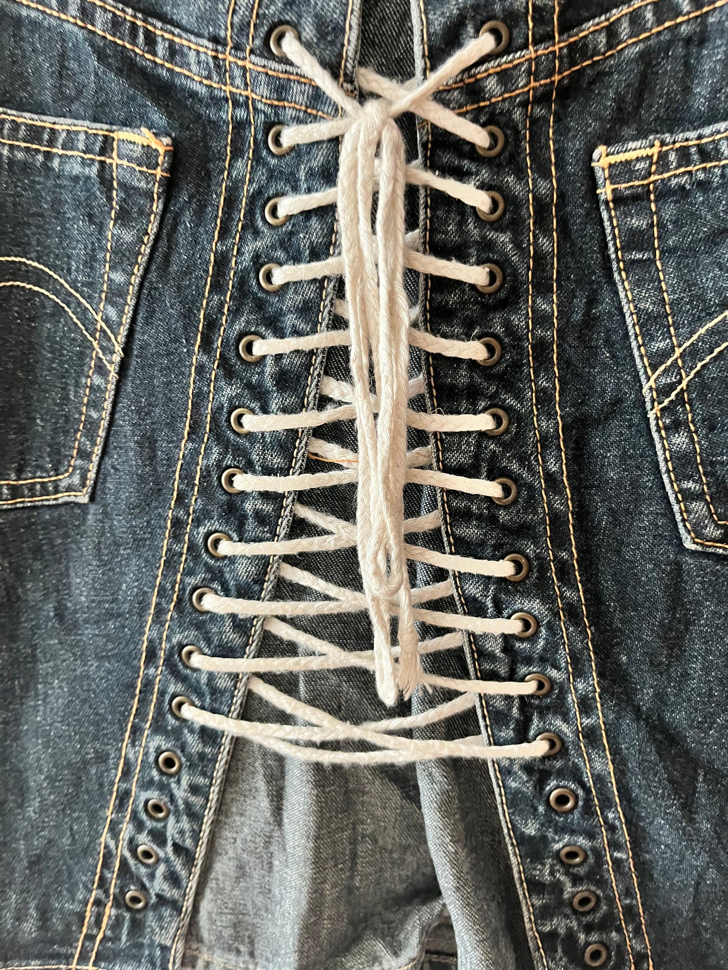 Lace Up Corset Denim Mini Skirt| XS/S