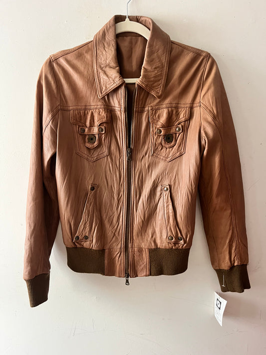 Italian Leather Bomber Jacket| Small