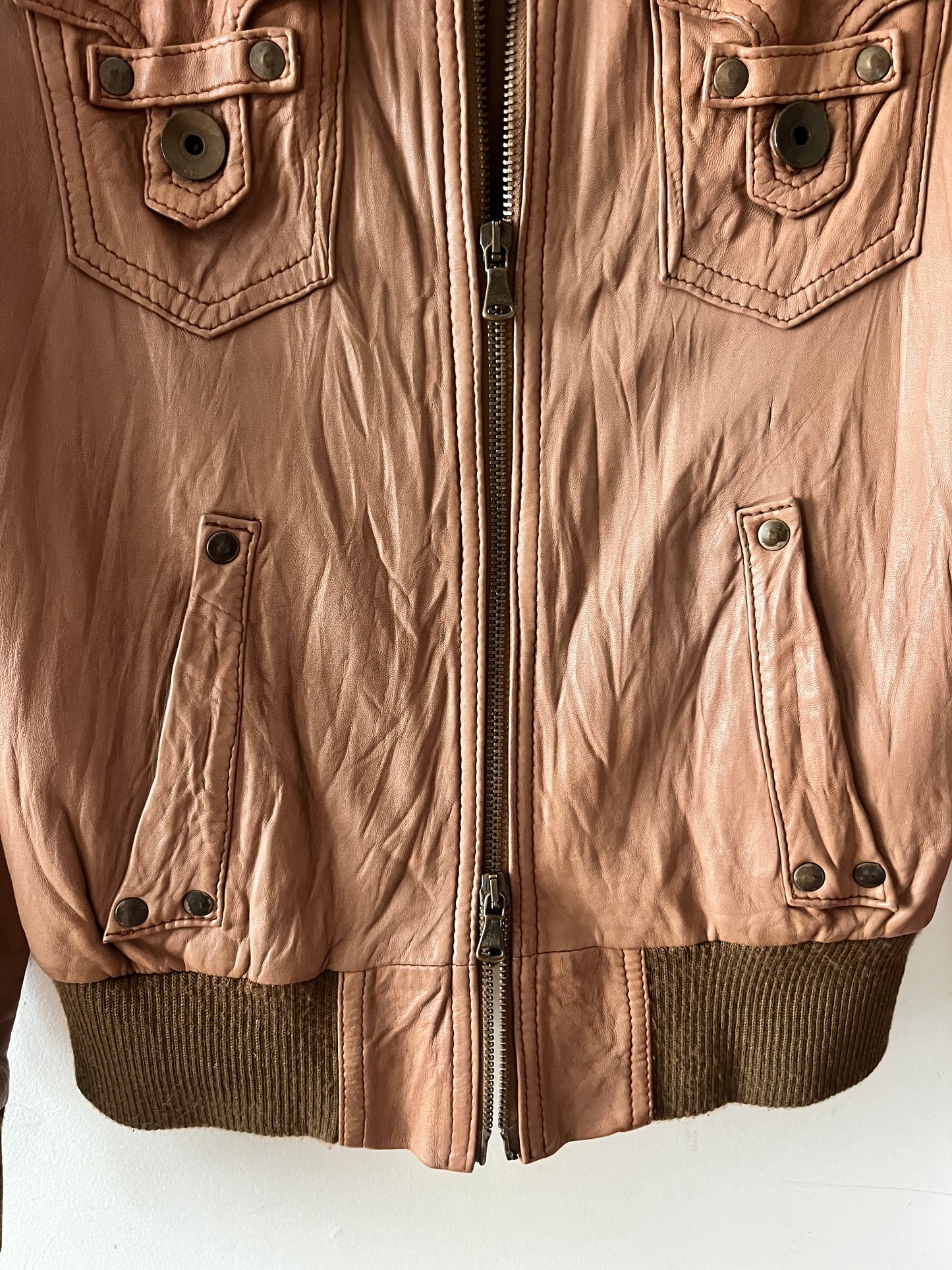 Italian Leather Bomber Jacket| Small