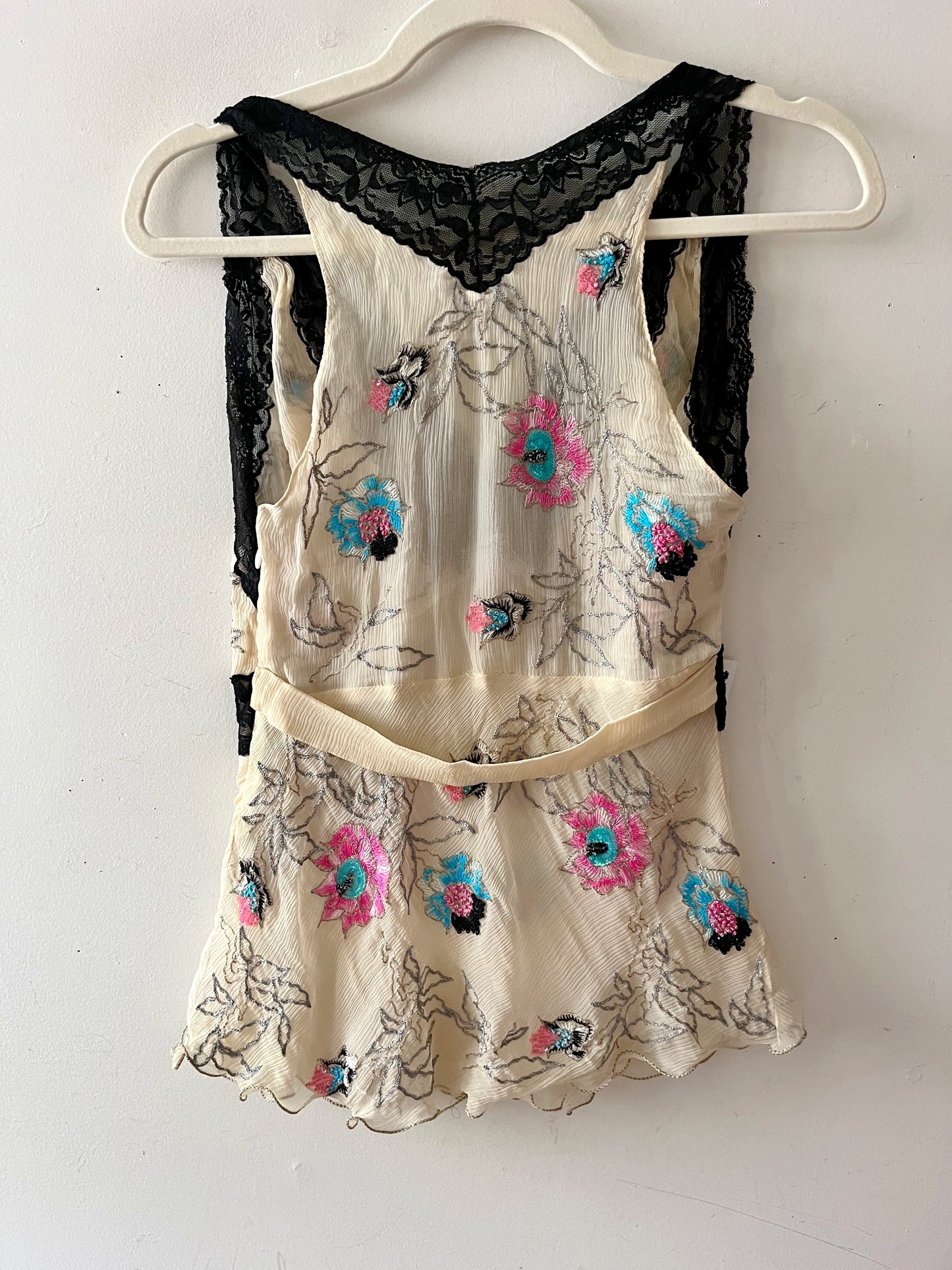 Silk Lace Beaded Top| S/M