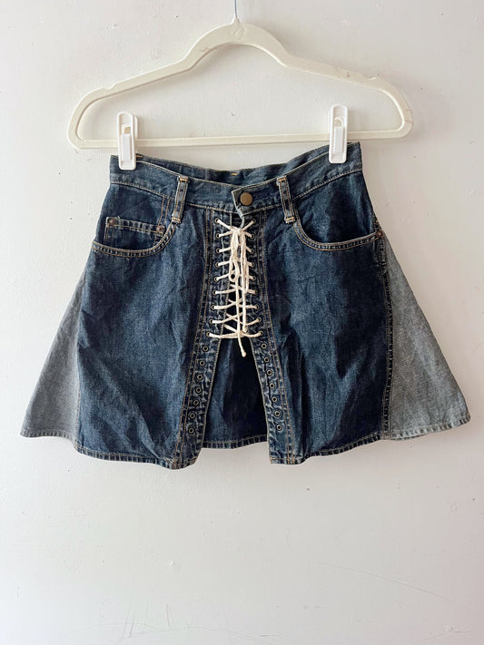 Lace Up Corset Denim Mini Skirt| XS/S