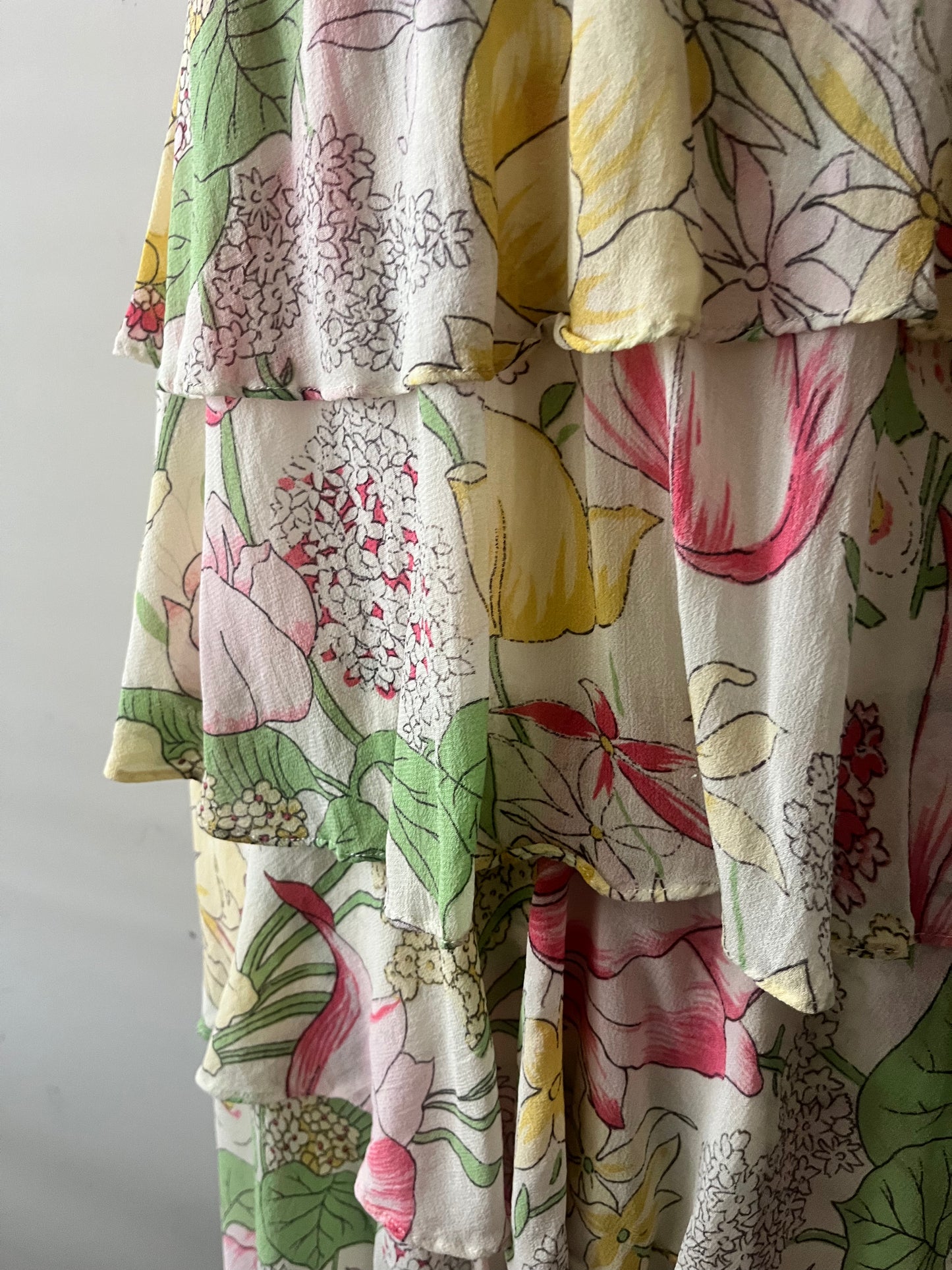 Silk Ruffle Tiered Dress| Small