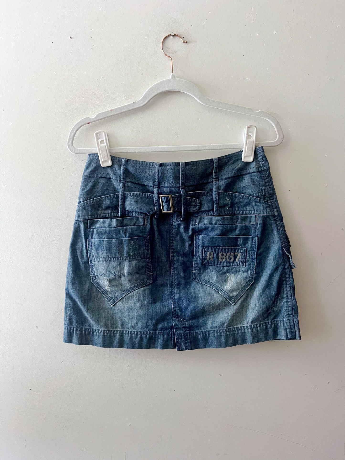 Cargo Denim Euro Mini Skirt| Small