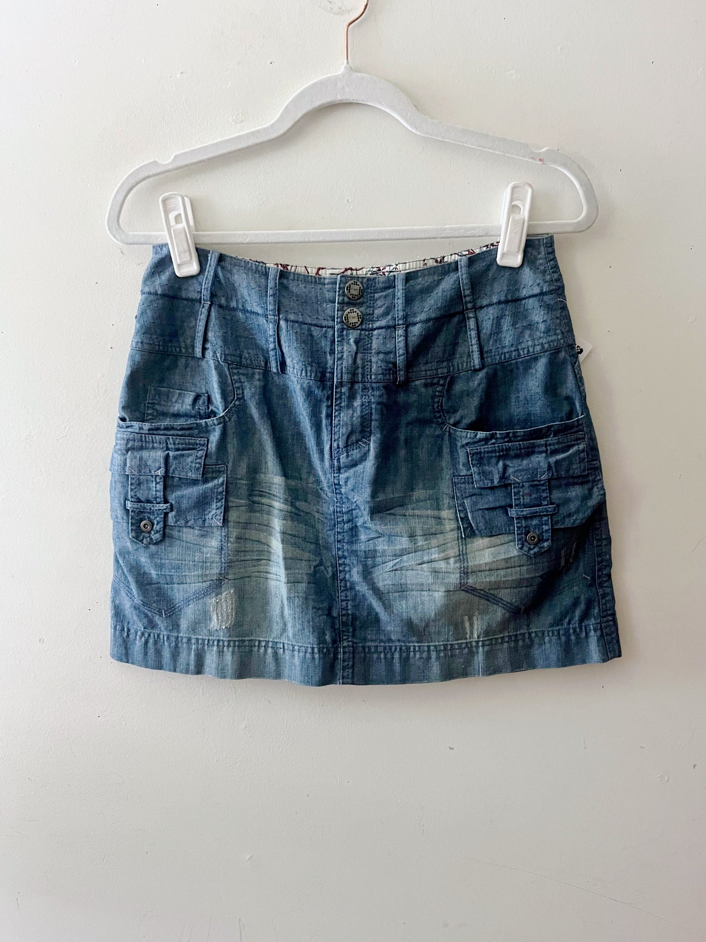 Cargo Denim Euro Mini Skirt| Small