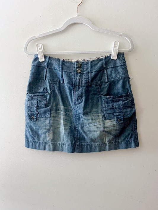 Cargo Denim Euro Mini Skirt| Small