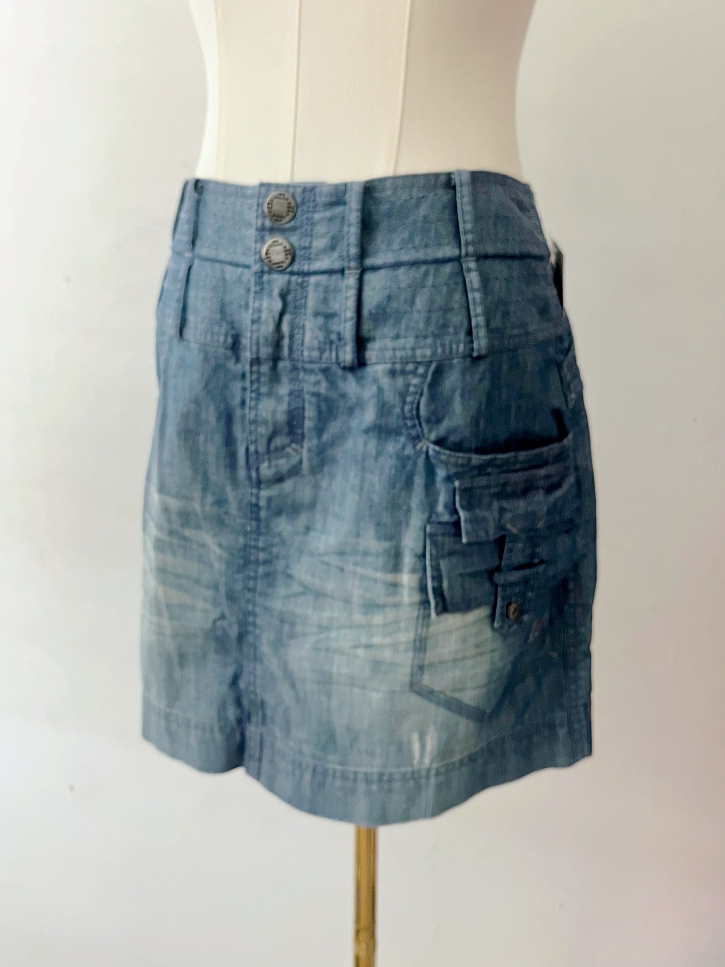 Cargo Denim Euro Mini Skirt| Small