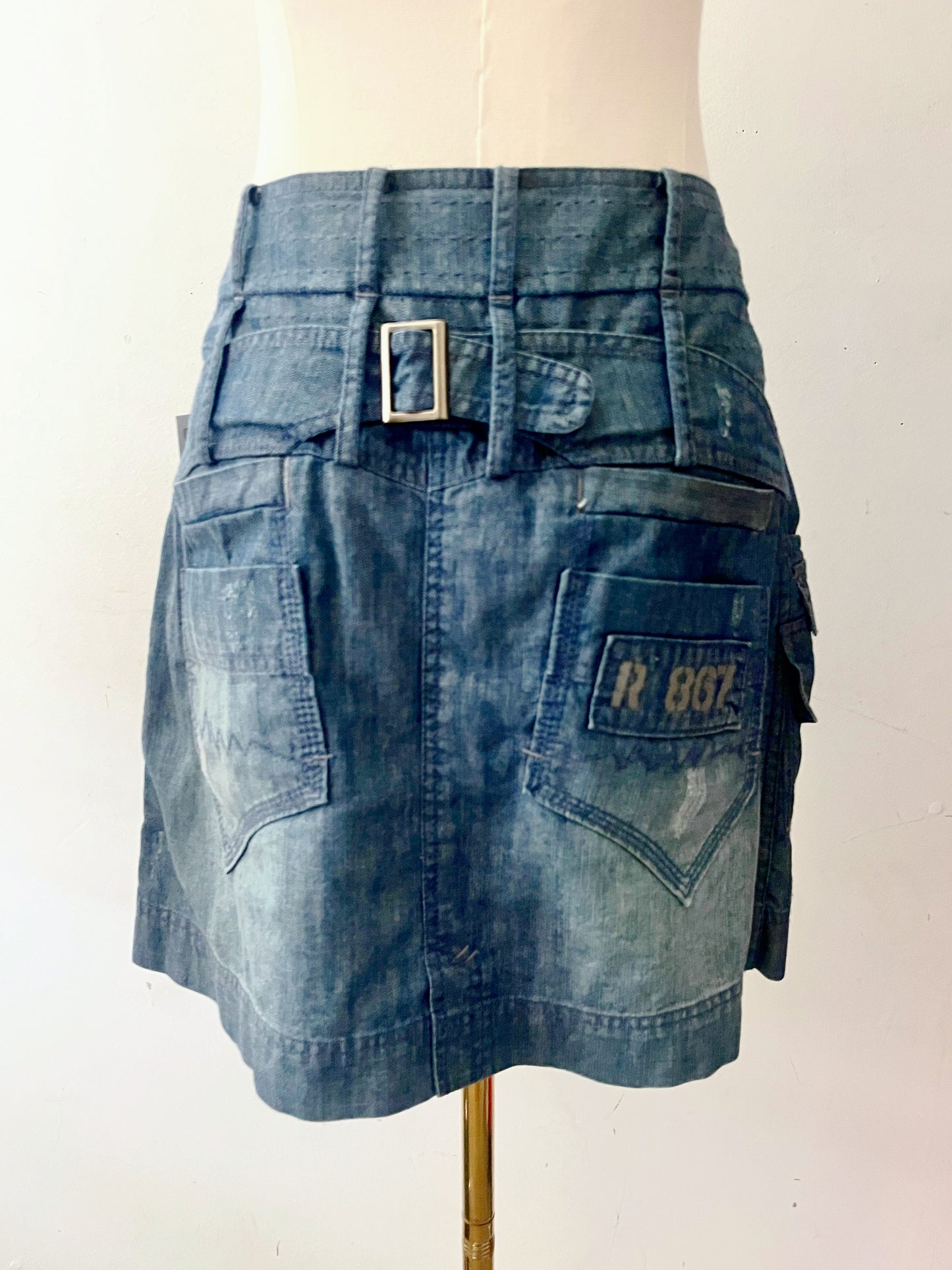Cargo Denim Euro Mini Skirt| Small
