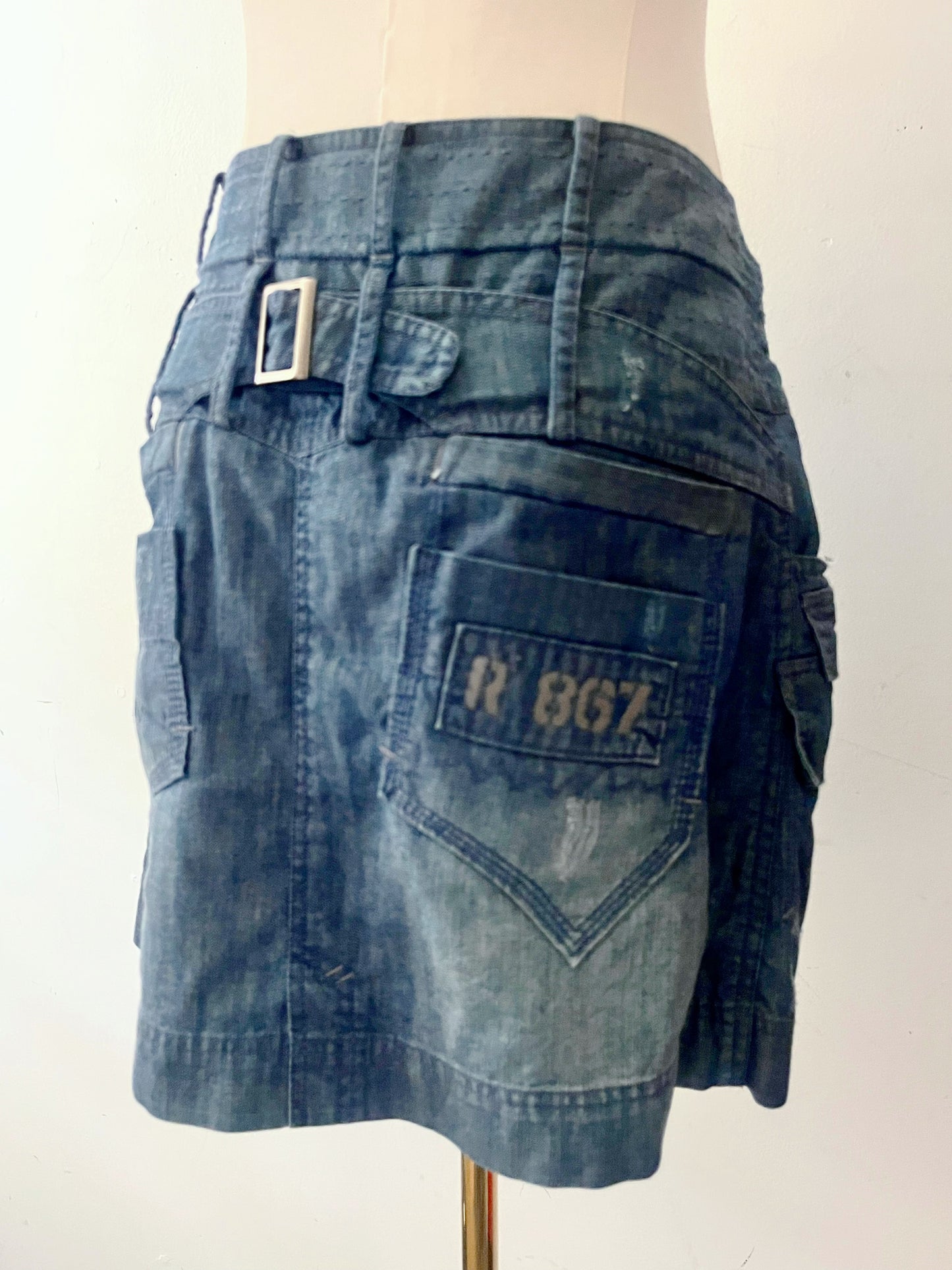 Cargo Denim Euro Mini Skirt| Small