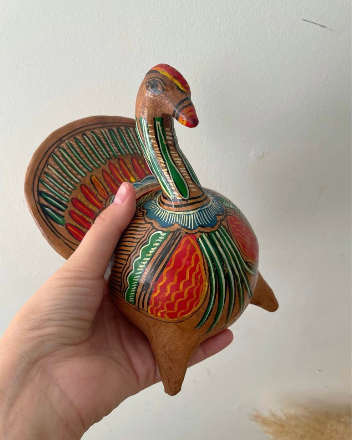 Hand Painted Tonala Pottery Piggy Bank- Colorful Turkey