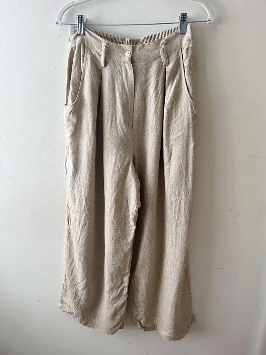 Linen Flowy Trousers- Sand