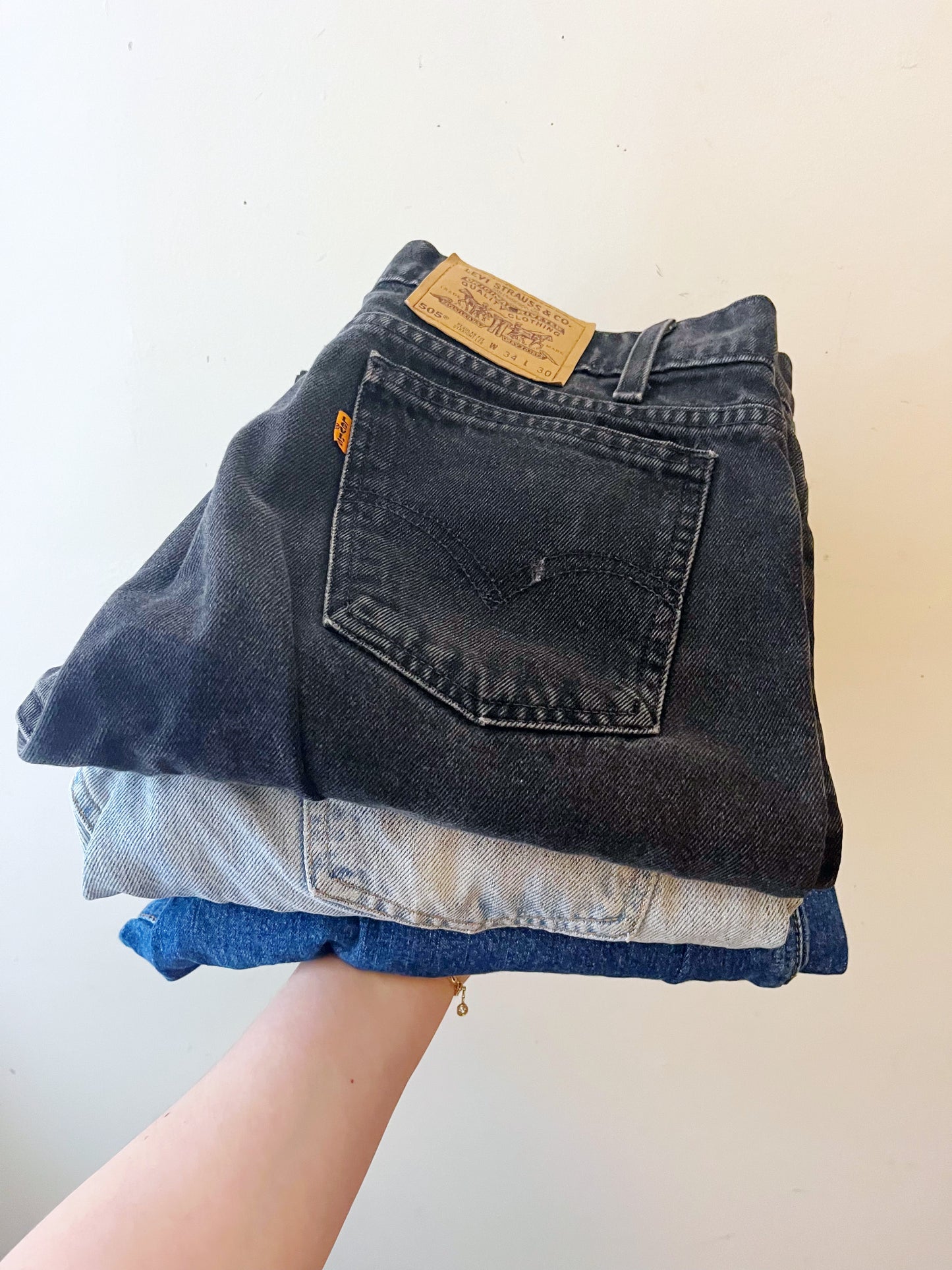 Vintage Levi Denim Black Jeans- Orange Tab